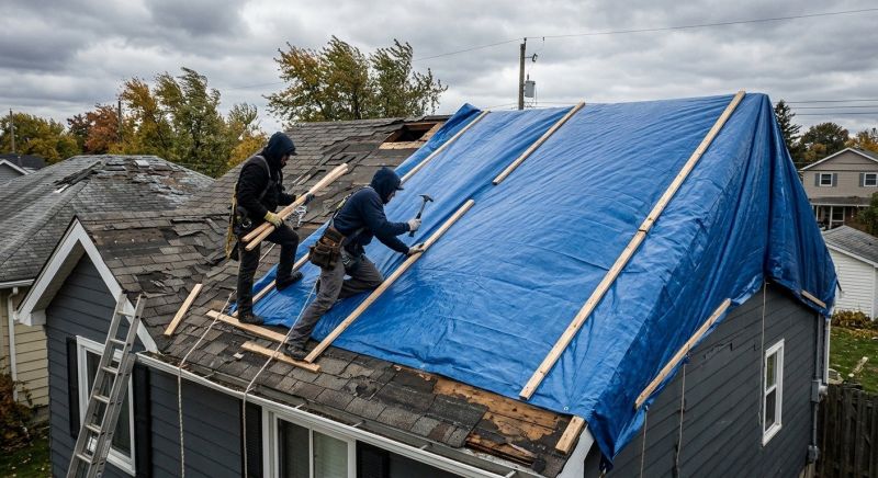 Storm Damage Roof Tarping in Ashtabula County, OH